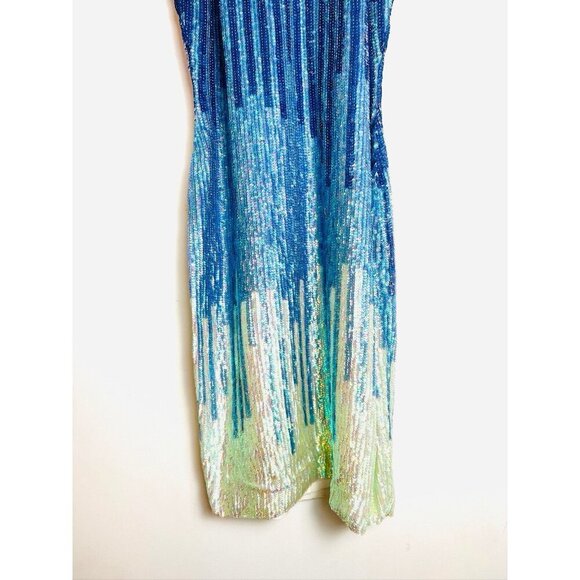 Versace Sequin Blue Couture Dress 38 - Picture 7 of 11